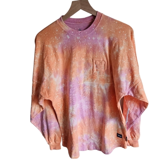 Disney 2024 Disney Parks Peach Pink Tie Dyed Lightweight Spirit Jersey NWT - Picture 2 of 7